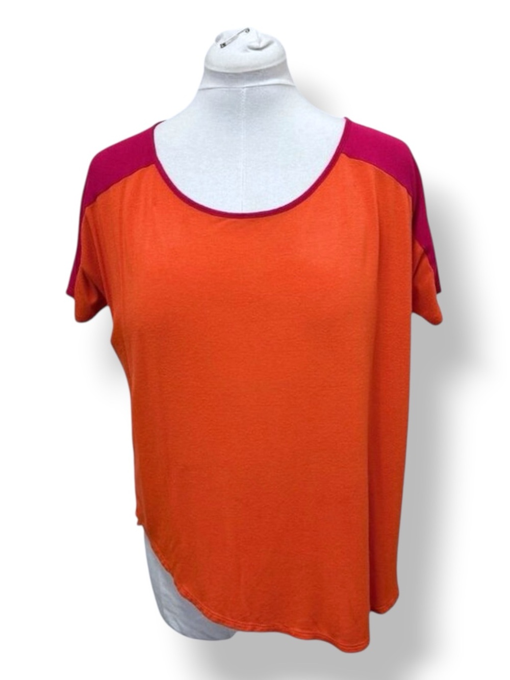 Tee By Big Star Women’s Short Sleeve Color Block T-Shirt Orange/Pink M
